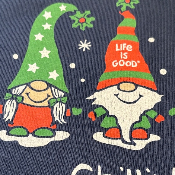 Life Is Good Blue Long Sleeve Tee Holiday Chillin' with My Gnomies - Picture 5 of 9